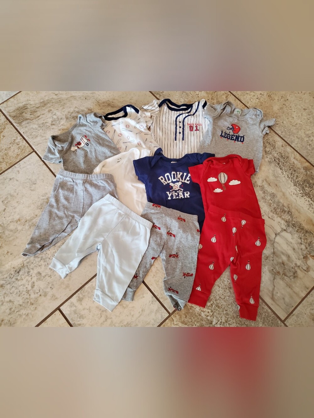 Baby Boy Mixed 11-Piece Sleep & Play Set - Red, Navy, Gray, White